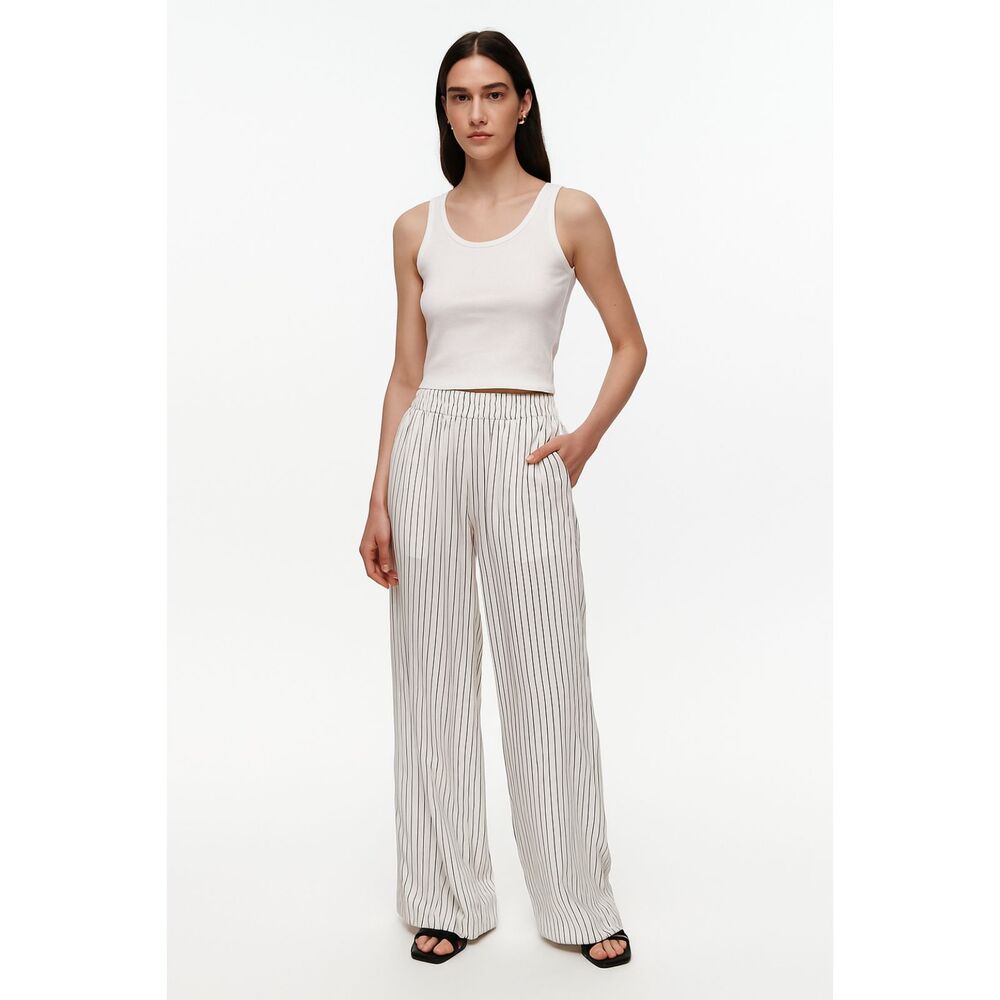 LUSANA Clara Striped Wide Leg Pant NWT Small‎